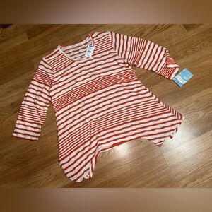 Lulu-B Sharkbite Textured Striped Blouse Size M